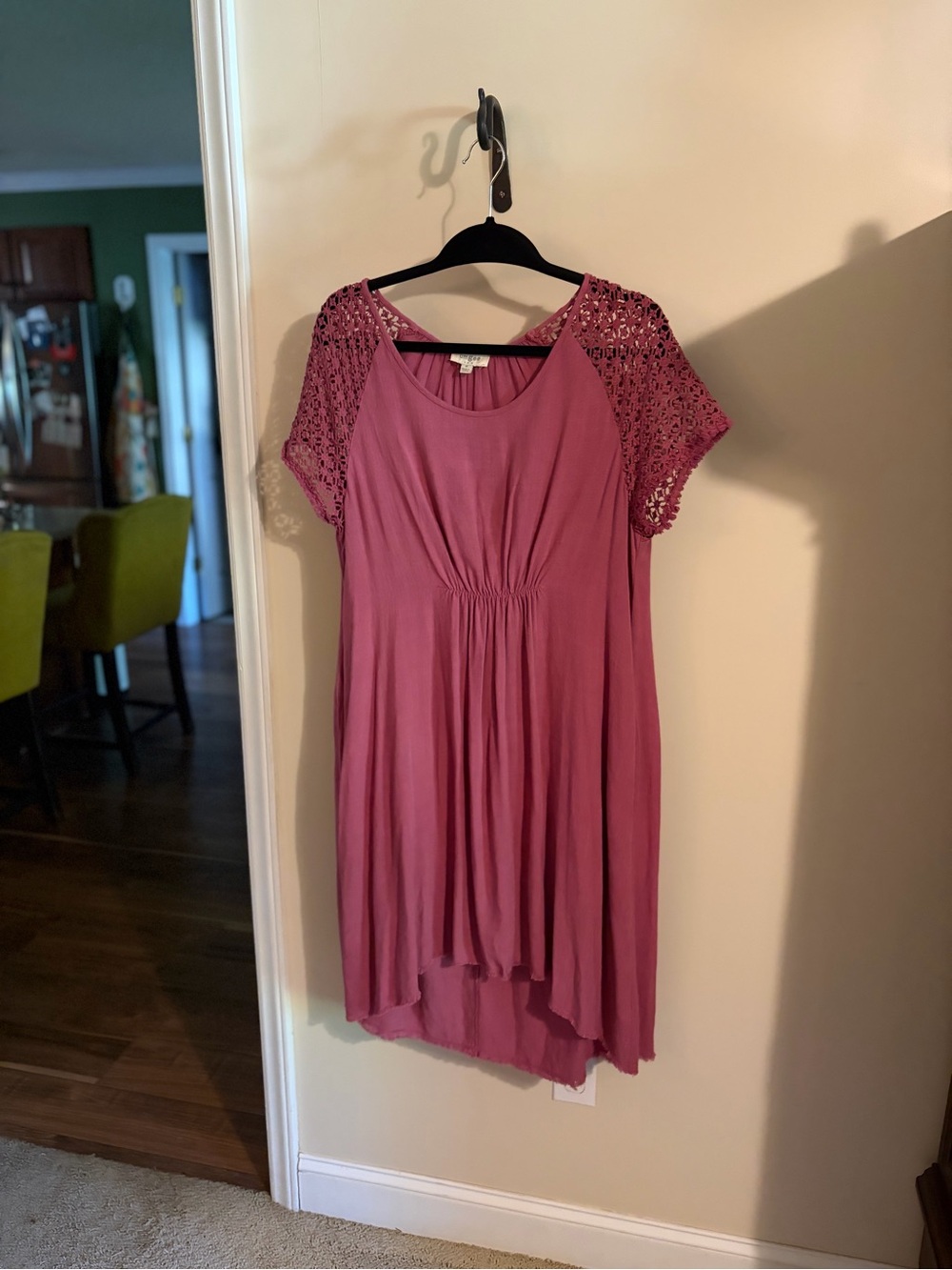 Umgee Rose-Mauve Crochet Sleeve Midi Dress #1057